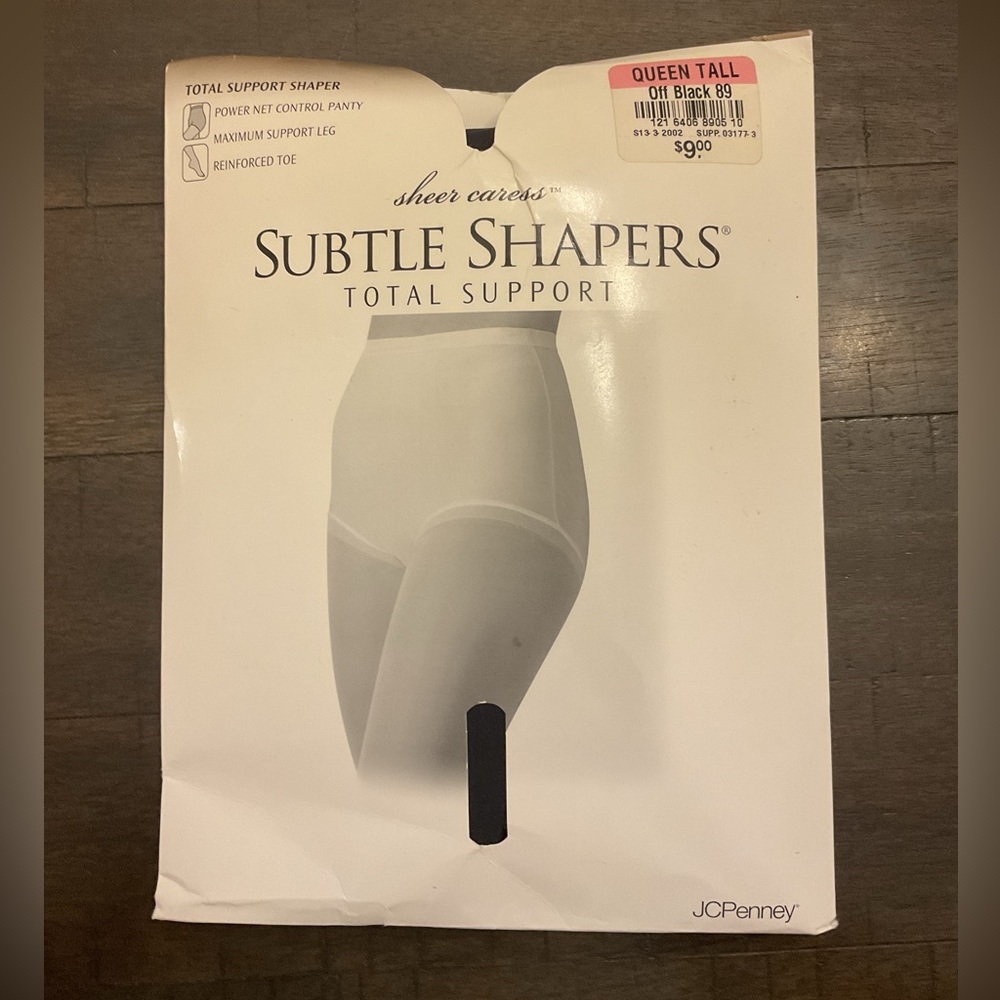 JCPenny Sheer Caress Subtle Shapers Total Support Pantyhose Off Black Queen Tall